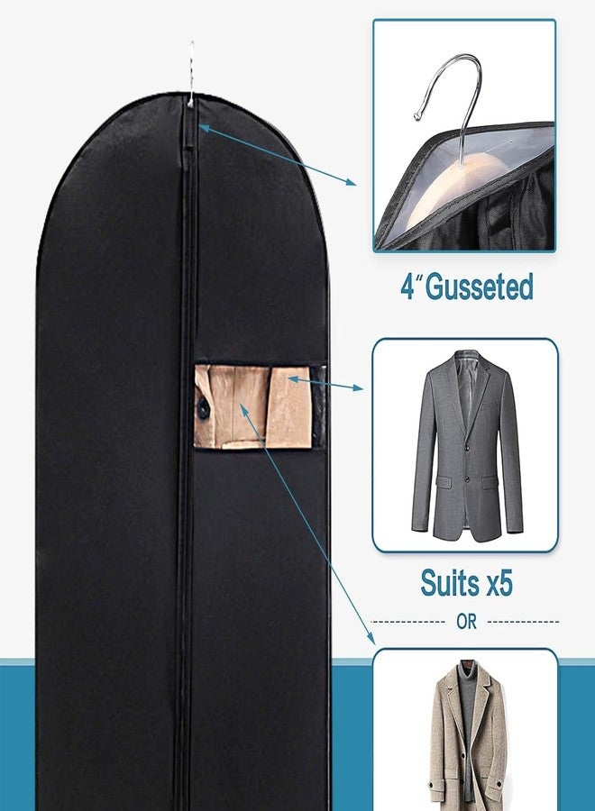 DOTUHAO Garment Bag, 24'' x 55'' Suit Bag, 4 Packs, Dress Bags for Gowns, Garment Bags for Travel, Travel Garment Bag, Garment Bags for Hanging Clothes, Washable Suit Cover for Suits, Coats (Black) - Image 3